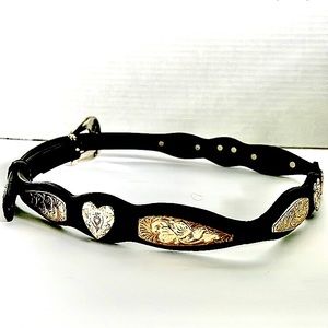 Resisto Ladies Black Concho Tooled Leather Belt